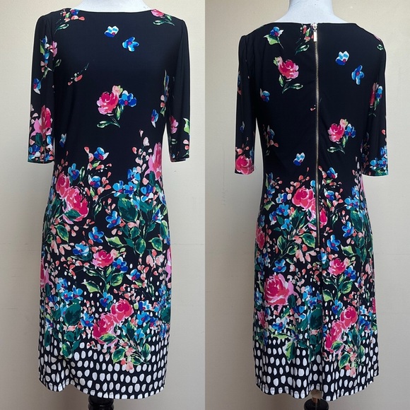 Eliza J Navy Floral Shift Dress Size 0 - Picture 1 of 13